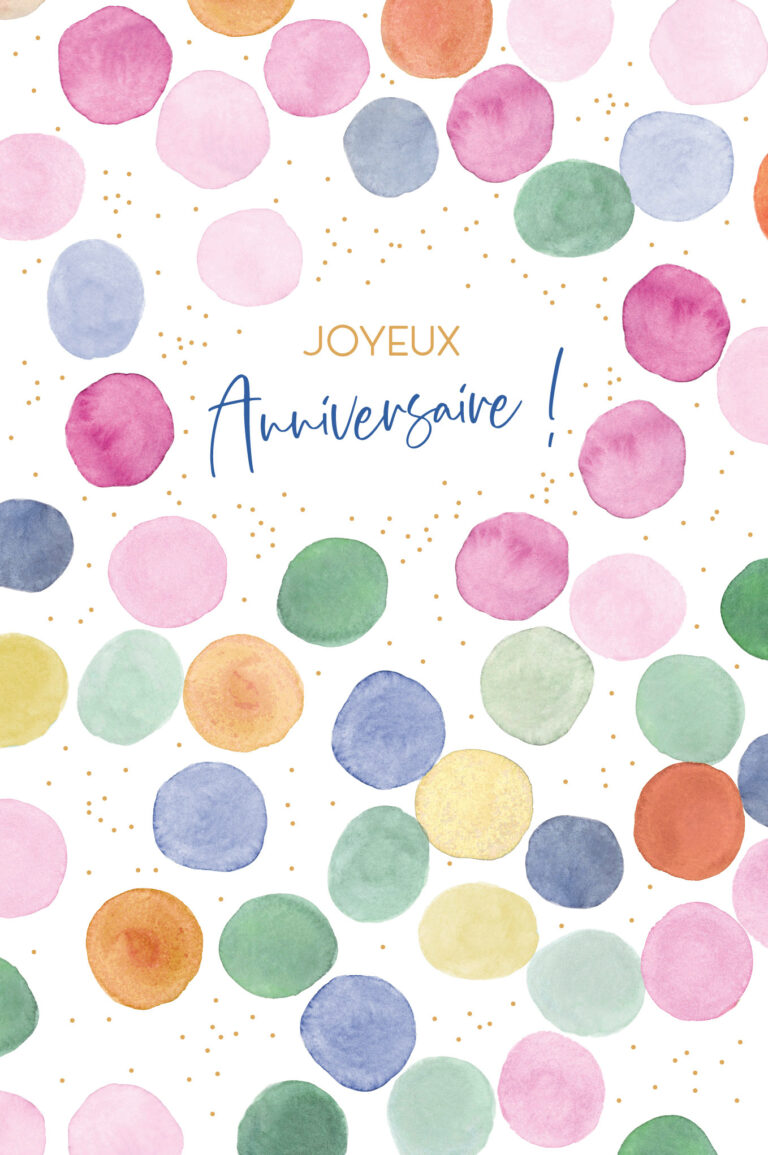 Carte points colorés Joyeux anniversire