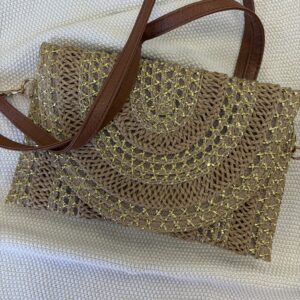 Sac pochette en paille Liv taupe