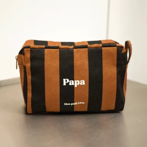 Trousse de toilette coton, rayures marrons et noirs - Papa
