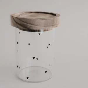Bocal avec couvercles minis coeurs noirs