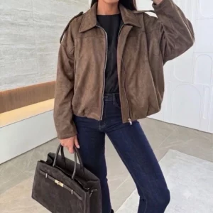 Veste en suédine ample marron