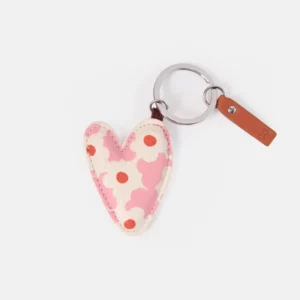 Porte-clés cœur imprimé à motif de fleurs roses