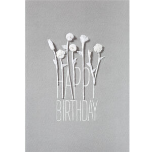 Carte double happy birthday Fleurs en papier