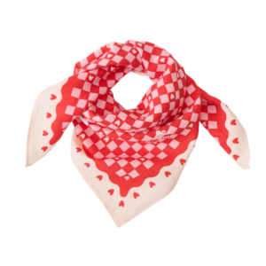 Foulard amour fou motifs rouges-beige