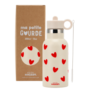 Gourde crème coeurs rouges
