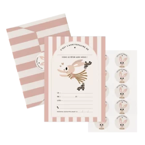 Set de 10 invitations anniversaire - Lapin Suzie