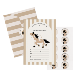 Set de 10 invitations anniversaire - Poney Billy