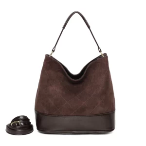 Sac Carmen zippé avec surpiqûre losange - Café