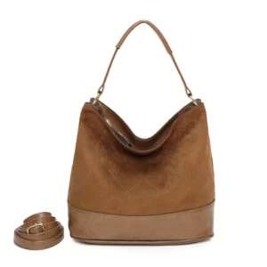 Sac Carmen zippé avec surpiqûre losange - Cappuccino