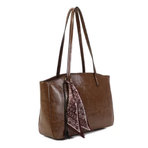 Sac cabas avec foulard amovible cappuccino