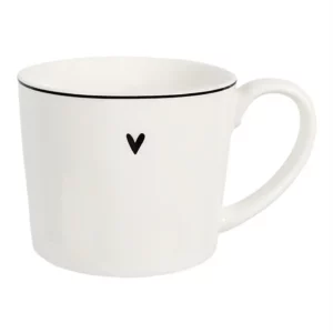 Tasse en céramique blanche avec cœur noir 275 ml